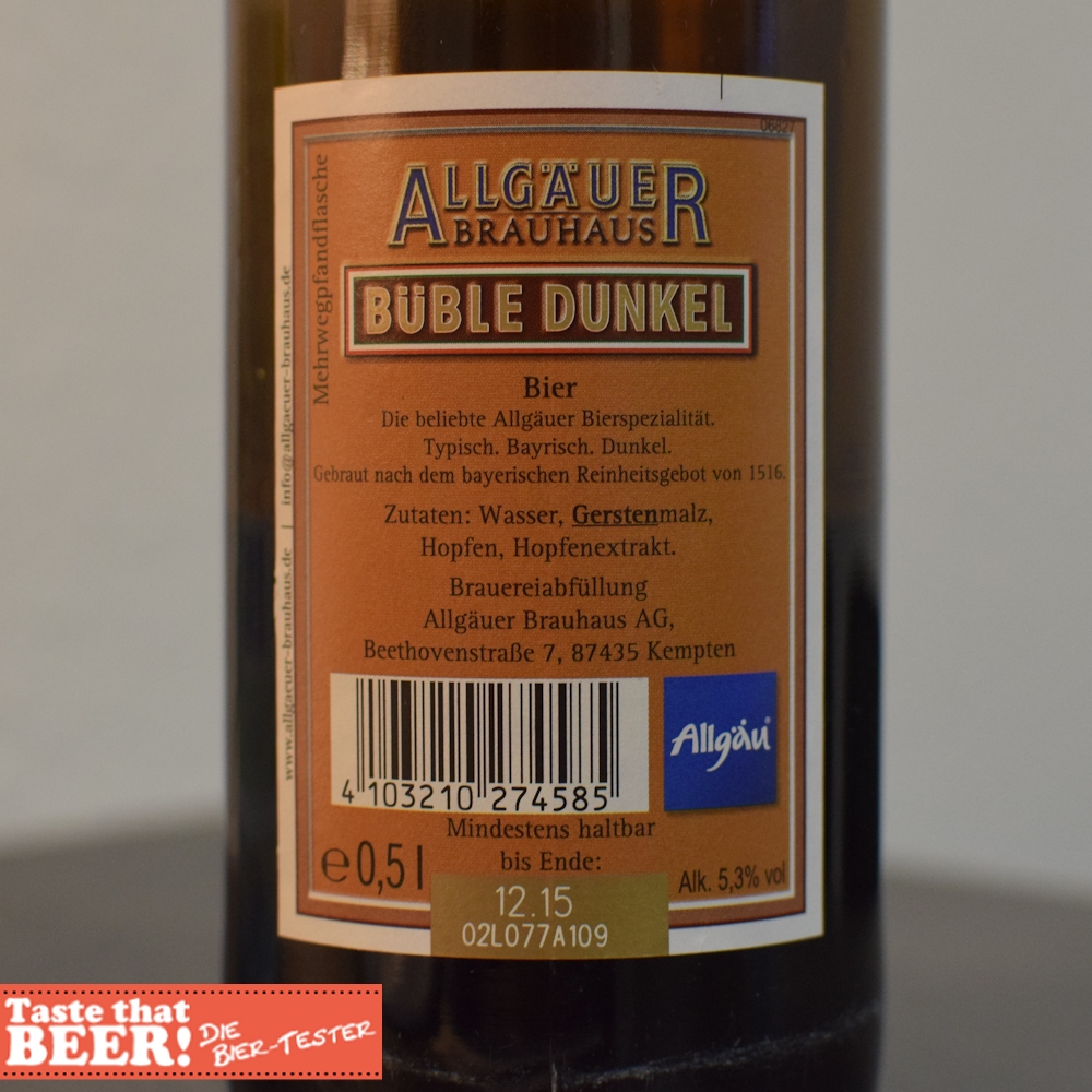 Allgäuer Brauhaus Büble Bier Urbayrisch Dunkel – Taste-that-Beer.de